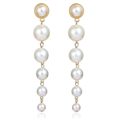 

EK521 Pearl Drop Earring for Women Geometric Gold Color Metal Earring Statement Jewelry ZA Women Valentines Day Gift Wedding