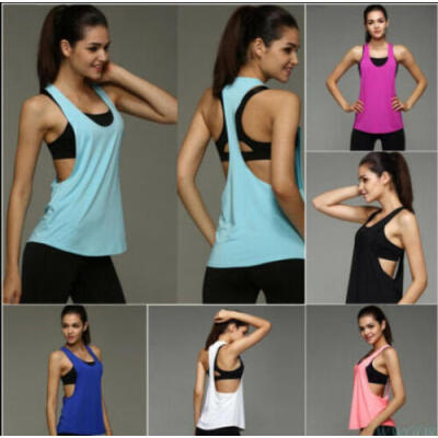 

Women Vest Workout Tank Top T-shirt Sport Gym Clothes Fitness Yoga Tank Shirt1