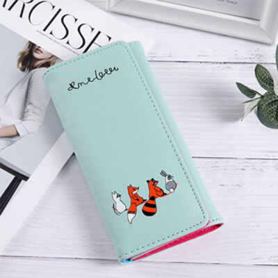 

2018 New Style Fashion Women Print PU Leather Wallet Purse Long Money Holder Clutch Box Hasp Zipper Bag