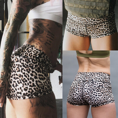 

Tailored Women Yoga Shorts Leopard Print Hip Athletic Fitness Yoga Stretch Shorts
