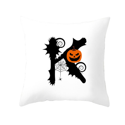 

4545cm Pillow Case Cushion Cover Halloween Interest Letter Pumpkin Home Decor