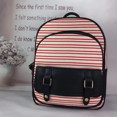 

Striped School Backpack Lightweight Travel Bag For Women Girls