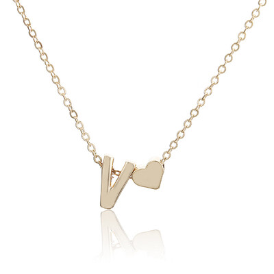 

Stainless Steel Jewelry Choker Necklace Letter Necklace Women Gold Chain Female Nameplate Heart Necklace Copper Boho Girlfriend