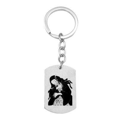 

Fat Bear Anime Demon Slayer Stainless Steel Keychain Key Ring Bag Phone Decor