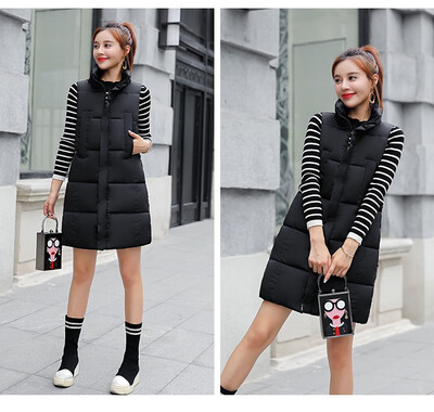 

2018 autumn&winter new Korean style vertical collar casual fashion warm mocha badminton down cotton vest female vest