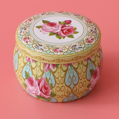 

Lovely Mini Tin Box Gift Jewelry Tin Box Cookie Candy Tea Tobacco Storage Round Drum Tinplate Box Retro Candle Jar