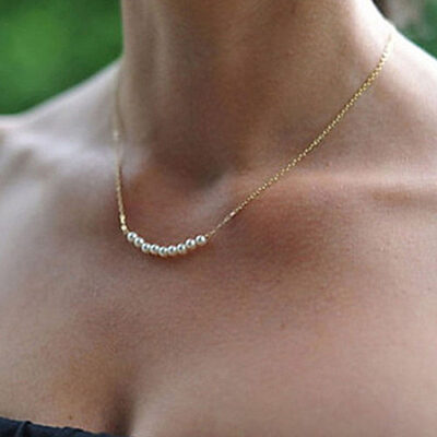 

Womens Fashion Simple Jewelry Gift Pearl Pendant Chain Choker Necklace