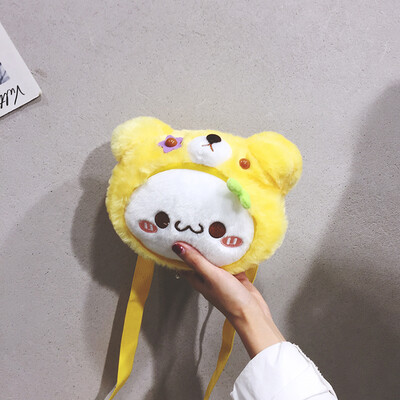 

2019 new tide cute Meng plush toy girl shoulder bag Korean fashion cartoon cute bear crossbody bag