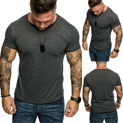 

Fashion Mens Slim Fit O Neck Short Sleeve Gym Muscle T-shirt Casual Tops Blouse