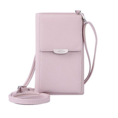 

Fashion Solid Color Faux Leather Phone Bag Small Shoulder Pouch Women Purse