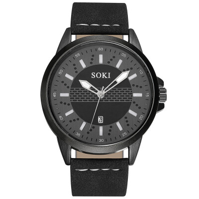 

Gobestart SOKI 2019 NEW Sport Watches Mens Quartz Clock Man Leather Wrist Watch