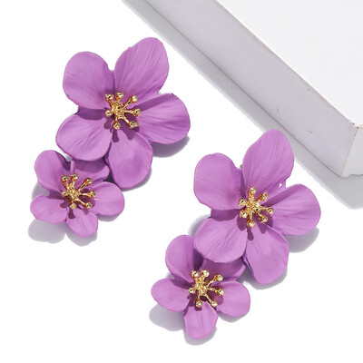 

2019 Latest Design Cute Flower Stud Earrings Colorful Spray Paint Effect Creative Statement Earring For Women Girl Jewerly Gifts