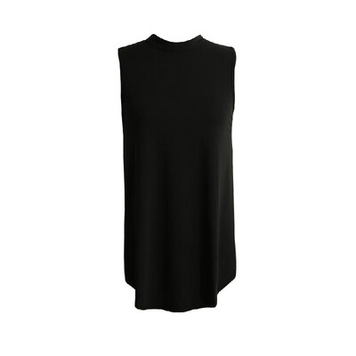 

New Fashion Women Tank Top Hollow Out Side Splits Button Stand Collar Sleeveless Casual Vest Black