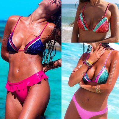 

Sexy Swimwear Women Bikini Set Bandage Push-Up Padded Swimsuit Bathing Beachwear