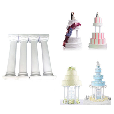 

4 PcsSet Plastic Roman Column Wedding Cake Stand Fondant Support Mold3D Valentines Day Wedding Cake Decoration Tools