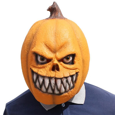 

Portable Waterproof New Red Pumpkin Head Halloween Horror Mask Haunted House Pretend COS Latex Mask
