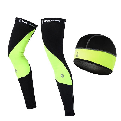 

Windproof Warm Cycling Cap&Leg Warmers Set Outdoor Sports Running Warm Hat Leg Sleeves Leggings for Men Women