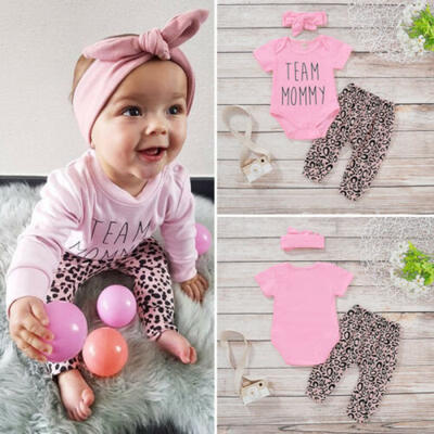 

Newborn Toddler Baby Girl Summer Outfits Clothes Romper TopsLong Pants 3PCS Set