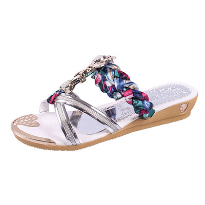 

Rose Womens Fashion Casual Wedge Crystal Outdoor Slipper Ladies Slides Shoes Sandals