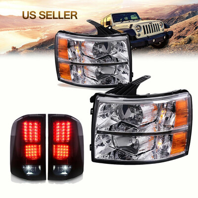 

Chrome Housing Headlights Tail Lights Set For 2007-2013 Chevy Silverado 1500 2500 3500