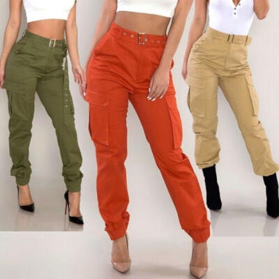 

Women High Waist Hip Hop Combat Cargo Pants Loose Casual Trousers Fashion