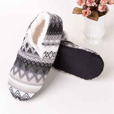 

Ladies Plush Slipper Socks With Embossed Design Wool Shoe Cover Floor Socks