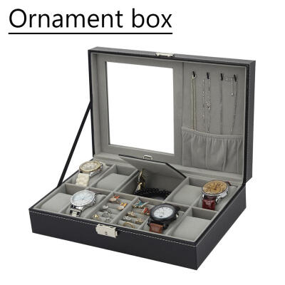 

Multifunction watch jewelry box black PU leather watch box high-end watch d