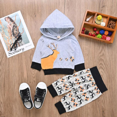 

Newborn Baby Boy Girl Xmas Clothes Hoodies TopFloral Pants Trouser Outfit Suit