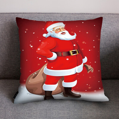 

Tailored Merry Christmas Print Pillow Case Polyester Sofa Car Cushion Cover Home Decor