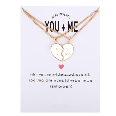 

New Arrived glaze Friendship Broken Heart Best Friend You And Me Alloy Clavicle Pendant Necklace For Women