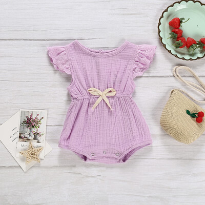 

Baby Clothes Summer Casual Jumpsuit Baby Girl Purple Cotton Sleeveless Lace Rompers Kids Toddler Bodysuit