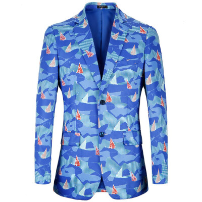 

Toponeto Mens Casual Business Wedding Long Sleeve Print Floral Suit Coat Jacket