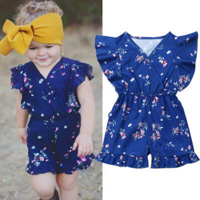 

Newborn Infant Baby Girls Ruffle Floral Romper Jumpsuit Outfit Clothes One-Piece