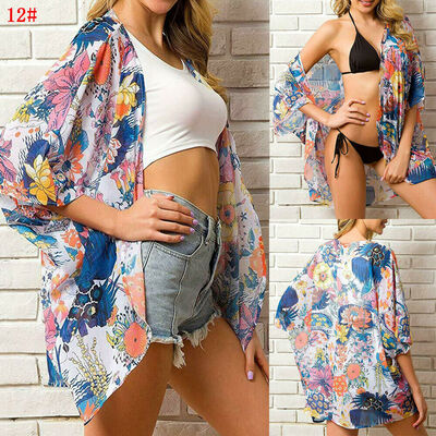 

Women Chiffon Beach Bathing Suit Cardigan Bikini Swimwear Cover Up Kimono Dress