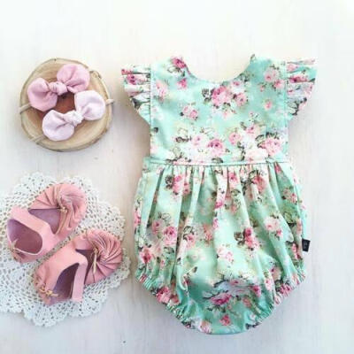 

US Newborn Baby Girl Romper Floral Bodysuit Sunsuit Summer Clothes Outfits 0-18M