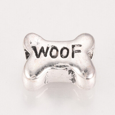 

Tibetan Style Alloy European Beads Large Hole Beads Bone with Woof Antique Silver 15x11x75mm Hole 5mm