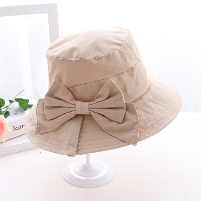 

2019 new summer Korean bow Ruffle hat brim womens hat folding cotton linen hat sun basin hat