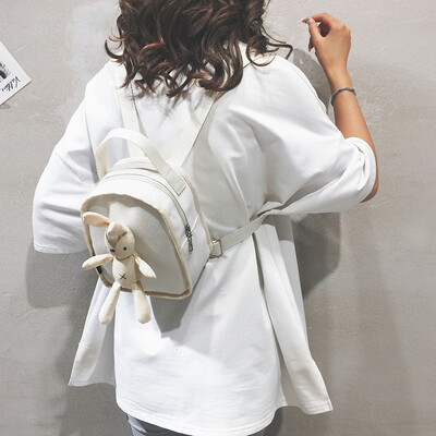 

Mini canvas small backpack bag female 2019 new ins net red cute shoulder bag cartoon childrens student bag