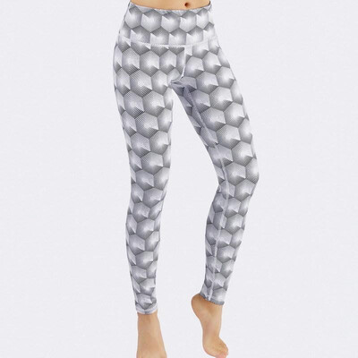 

Cross-border Amazon WISH new high waist geometric digital printing wicking sweatpants fitness yoga leggings white