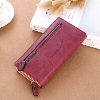 

2018 New Style Fashion Letter Women PU Leather Wallet Purse Long Clutch Box Bag Phone Zipper Long Wallets