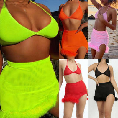 

Womens Neon Green Buckle Top Skirt Co Ord Party Holiday Mini Dress Two Piece Set