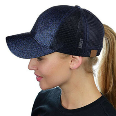 

Women Ponytail Baseball Cap Sequins Shiny Messy Bun Hat Sun Caps Summer