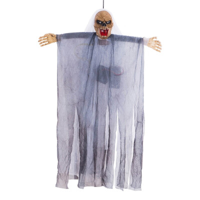 

New Voice Control Cap Gauze Ghost For Halloween Hanging Decoration With Sound And Red Light