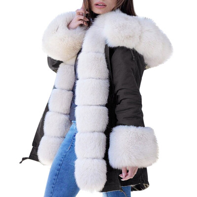 

Toponeto Womens Long Sleeves Faux Solid Coat Winter Jacket Parka Hooded Fishtail Overcoat