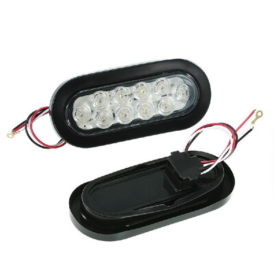 

2X Truck Trailer Oval Sealed LED Turn Signal Stop Tail Light Side Marker Lights White