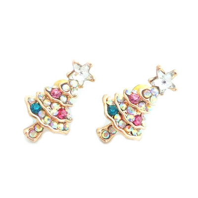 

Christmas Stud Earring For Women Alloy Crystal Christmas Tree Star Stud Earrings Female Ear Accessories