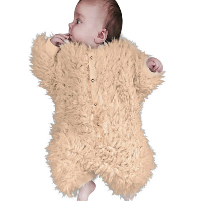 

Newborn Toddler Baby Boys Girls Hairy Artificial Fleece Romper Jumpsuit Outfits