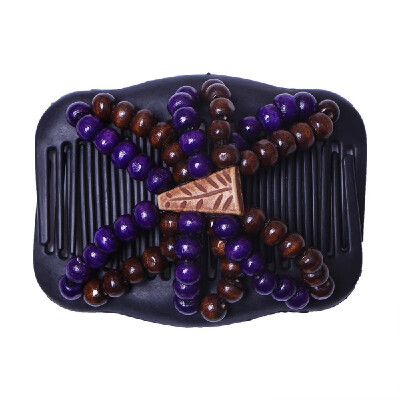 

Retro Wooden Beads Magic Hair Comb Double Row Hairpin Insert Women Hairstyle Clip