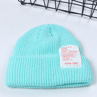 

Pasted letter original tide brand melon skin wool hat sailor short rogue retro Han hip hop ins knitted hat