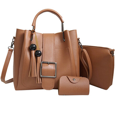 

Tailored 3Pcs Women Fashion Leisure Pattern Solid Fringe Messenger BagHandbagWallet